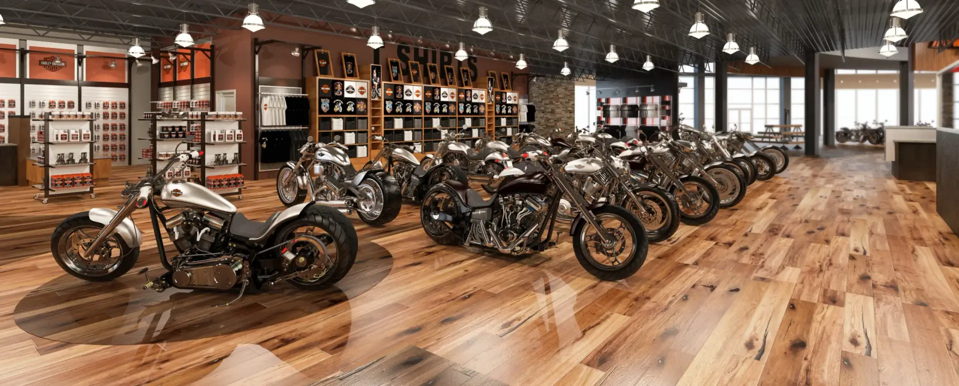Dynamic dealership space designed for Harley-Davidson by Highway 85 Creative